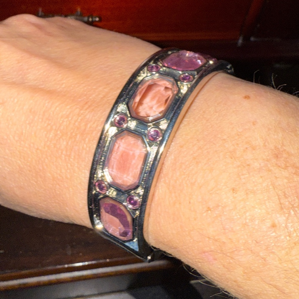 Silver and Pink Gemstone Bracelet